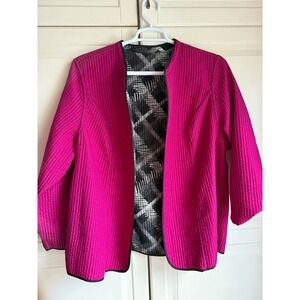 Catherines Reversible Quilted Jacket Black White Pink Women's Plus Size‎ 1X